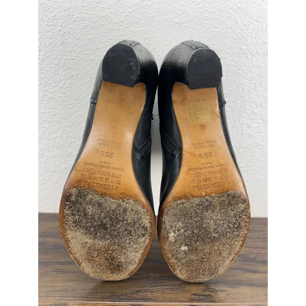 Maison Martin Margiela Women's 35.5 US 5.5 Leather Open Toe Peep Ankle Boots
